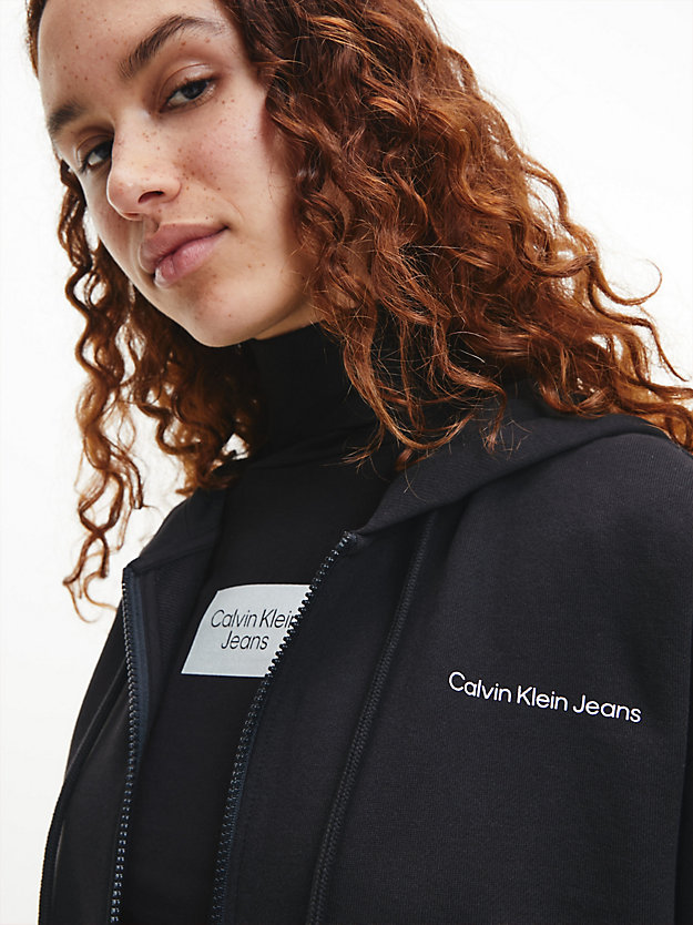 CK BLACK Relaxed Zip Up Hoodie for women CALVIN KLEIN JEANS