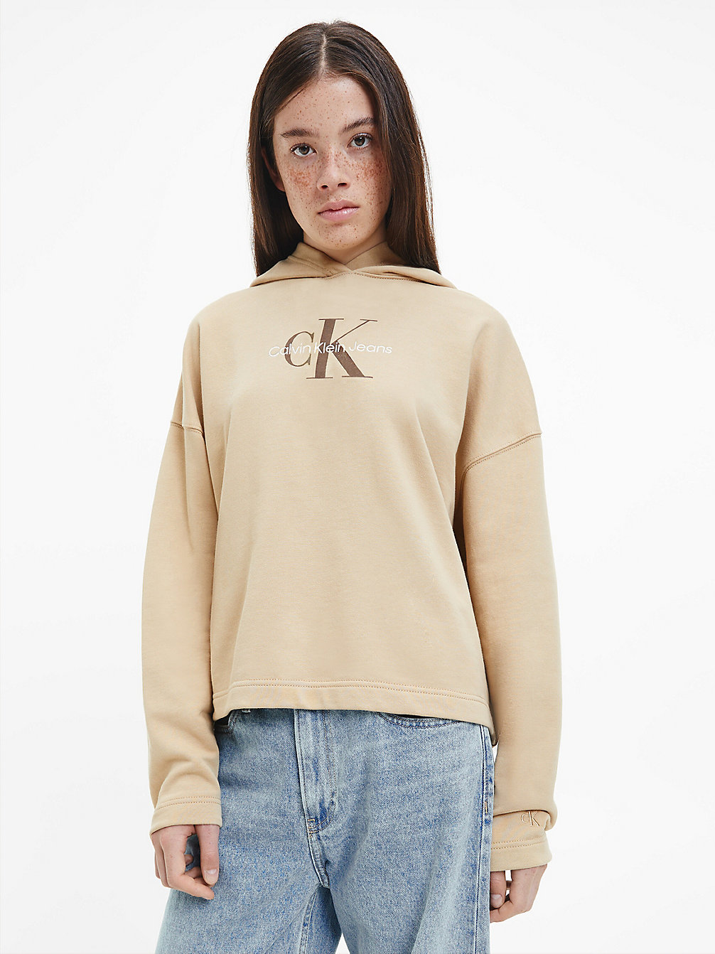 TRAVERTINE Oversized-Monogramm-Hoodie undefined Damen Calvin Klein