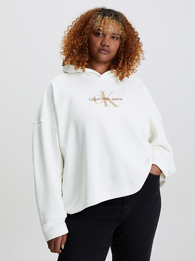 white oversized monogram hoodie for women calvin klein jeans