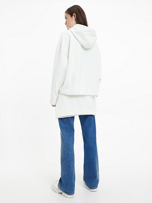 white oversized-monogramm-hoodie für damen - calvin klein jeans