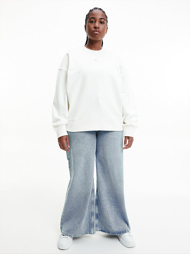 ivory relaxed monogram sweatshirt for women calvin klein jeans