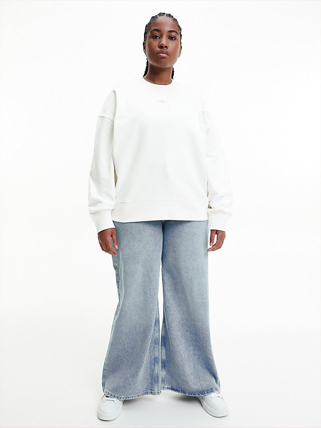 white lässiges monogramm-sweatshirt für damen - calvin klein jeans