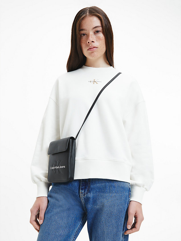 white relaxed monogram sweatshirt for women calvin klein jeans