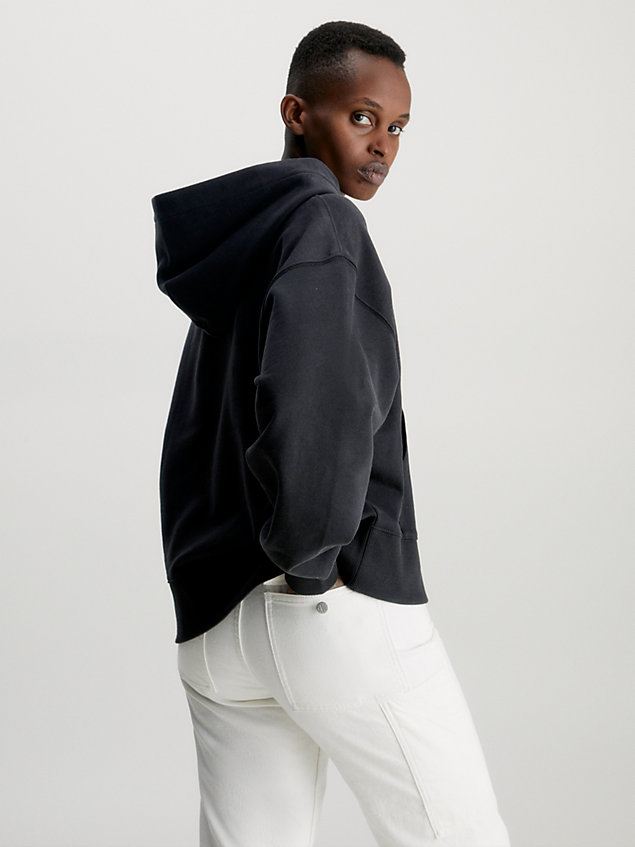 sweat à capuche avec monogramme black pour femmes calvin klein jeans
