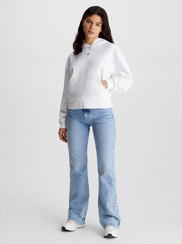 sweat à capuche avec monogramme white pour femmes calvin klein jeans