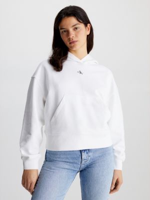 Felpa Calvin Klein Jeans Donna Monogram Logo CrewNeck YAF BRIGHT WHITE