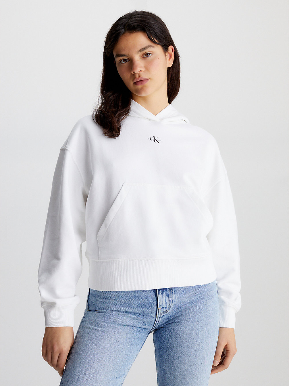 BRIGHT WHITE Monogram Hoodie undefined women Calvin Klein