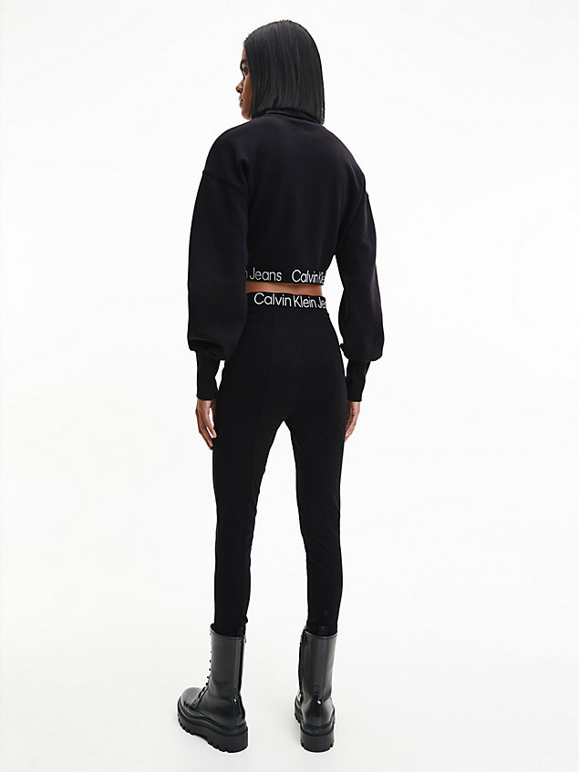 black sweatshirt met col en logotape voor dames - calvin klein jeans