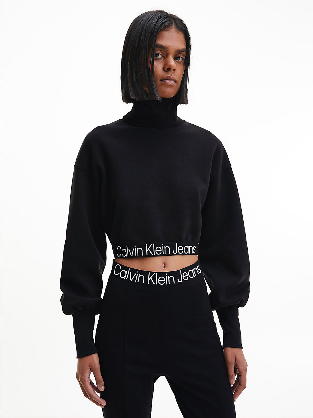 CK BLACK Felpa Con Collo Alto E Fettuccia Logata undefined donna Calvin Klein