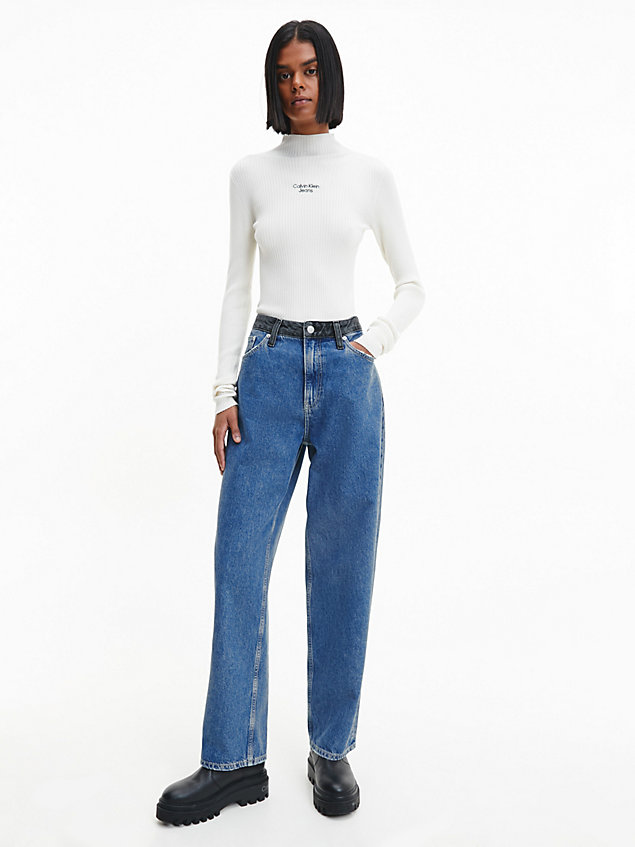grey schmaler rippstrickpullover für damen - calvin klein jeans