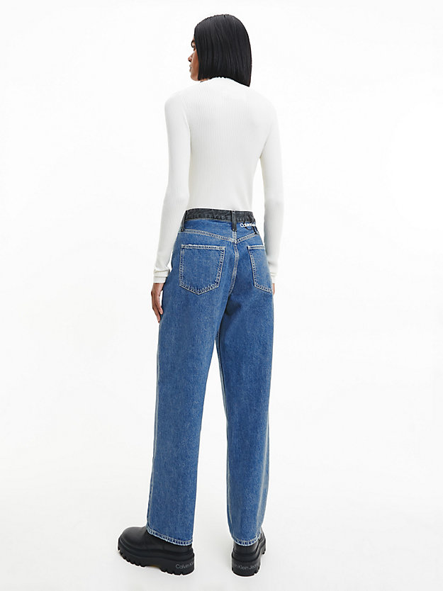 ivory slim rib-knit jumper for women calvin klein jeans