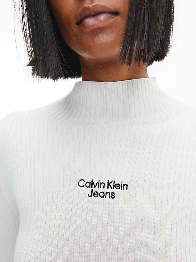 grey slim rib-knit jumper for women calvin klein jeans
