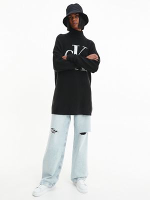 ck black grote maat monogram trui voor dames - calvin klein jeans