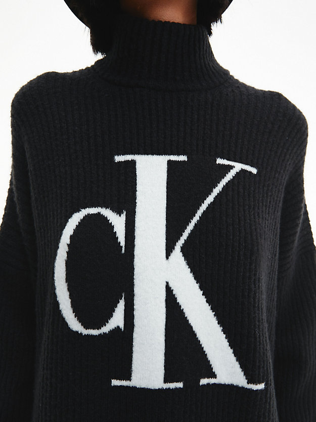 CK BLACK Monogramm-Pullover im Oversized-Look für Damen CALVIN KLEIN JEANS