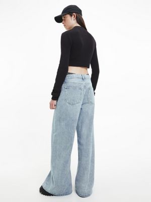 cárdigan con cremallera cropped ck black de mujer calvin klein jeans