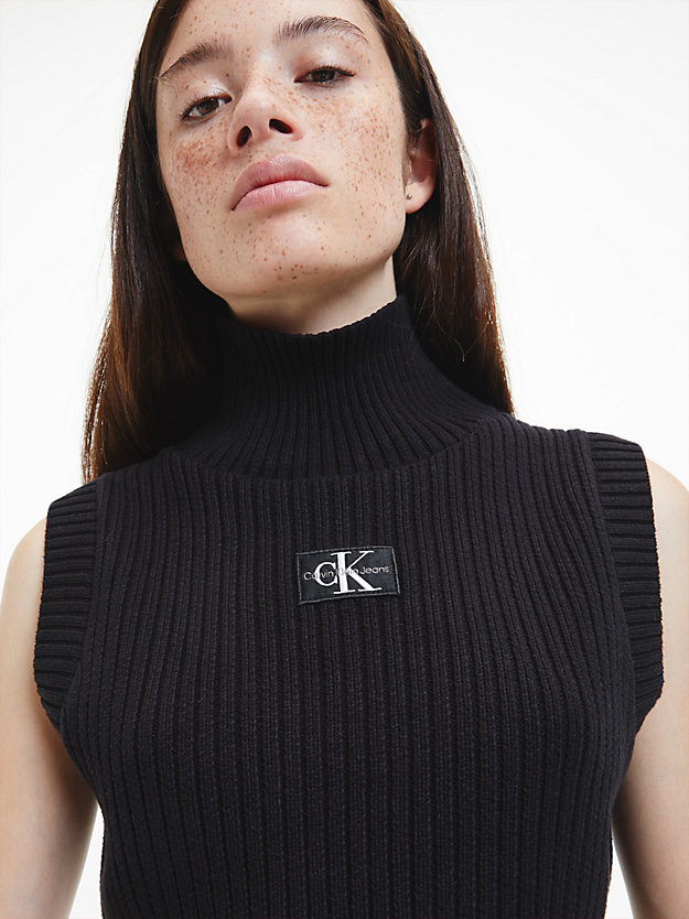 CK BLACK Chaleco de punto de algodón orgánico de mujer CALVIN KLEIN JEANS