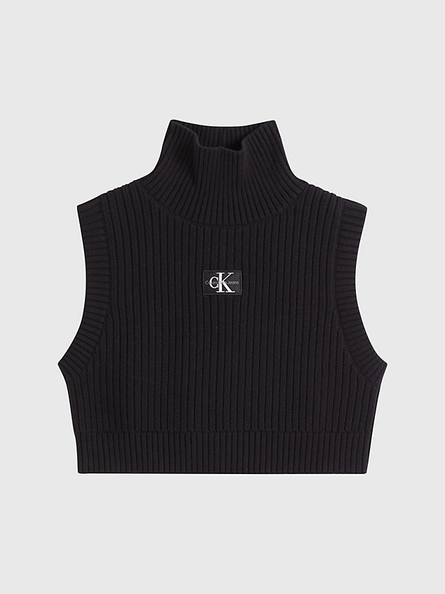 black organic cotton knit vest for women calvin klein jeans