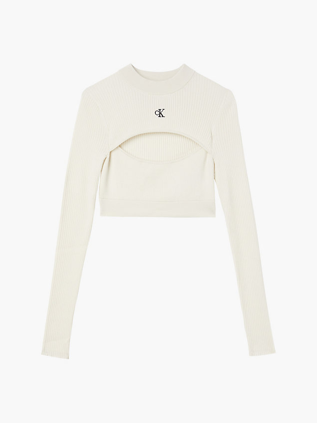 white slim cropped cut out jumper for women calvin klein jeans