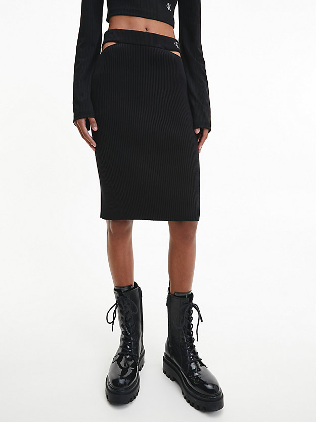 ck black cut out knit pencil skirt for women calvin klein jeans