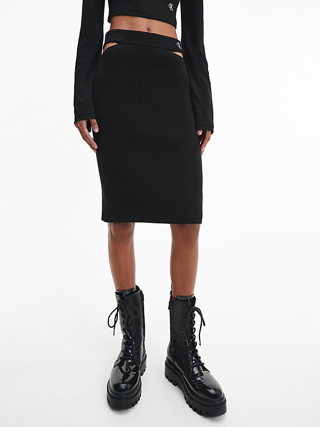black cut out knit pencil skirt for women calvin klein jeans