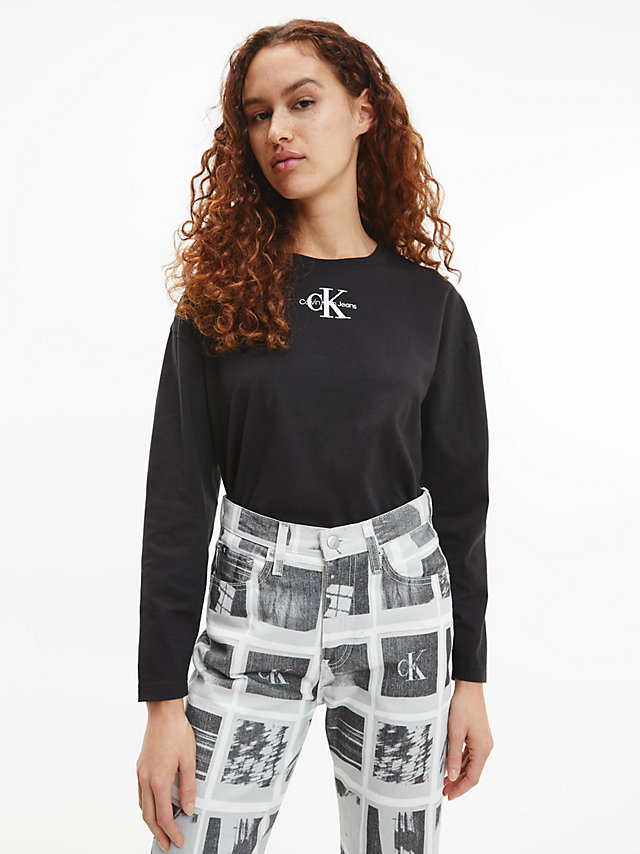 CK Black T-Shirt À Manches Longues En Coton Bio undefined femmes Calvin Klein