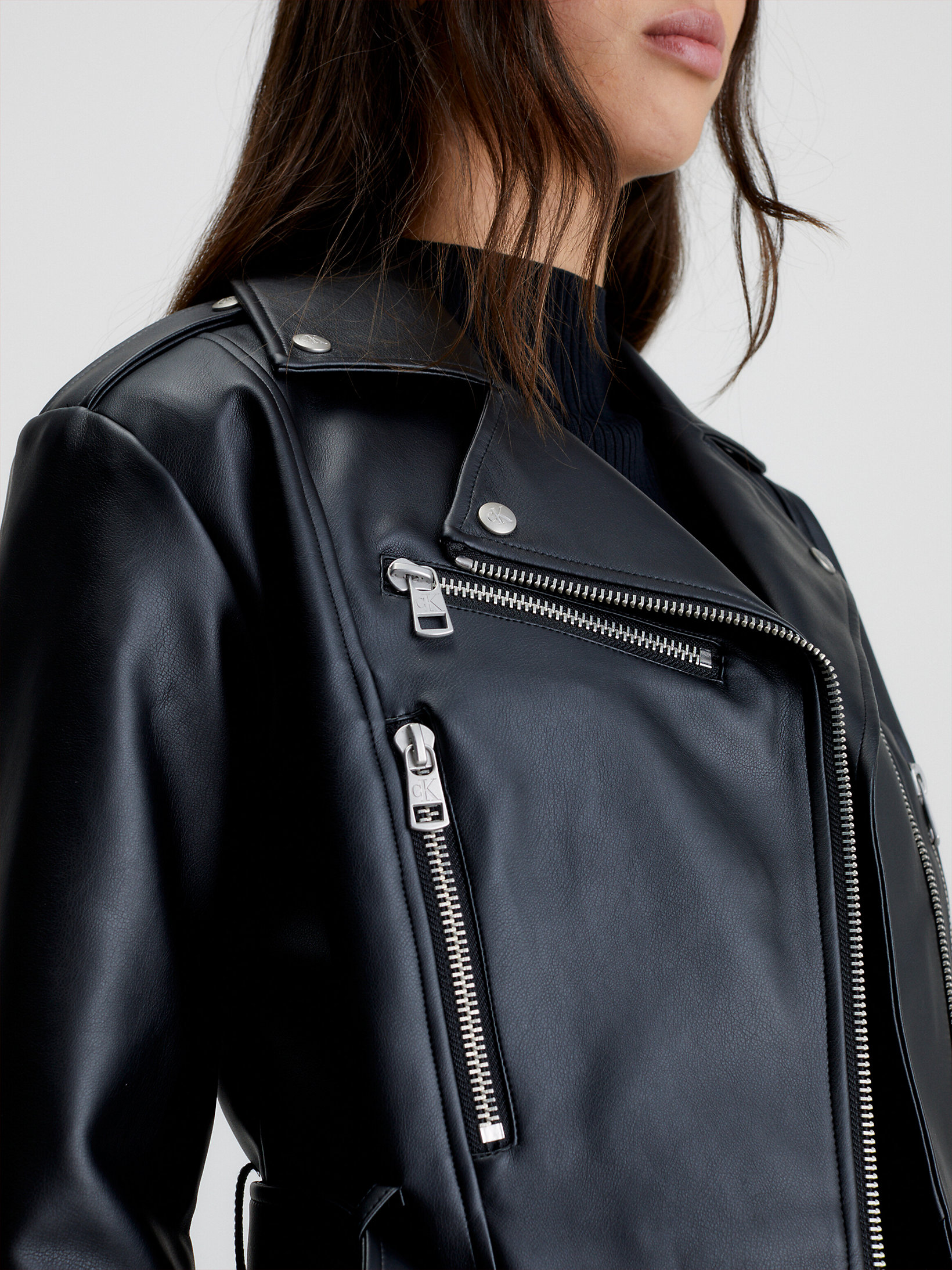 Cropped Faux Leather Biker Jacket Calvin Klein® | J20J220507BEH