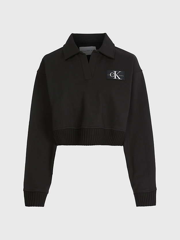 ck black polo-sweatshirt aus recycelter baumwolle für damen - calvin klein jeans
