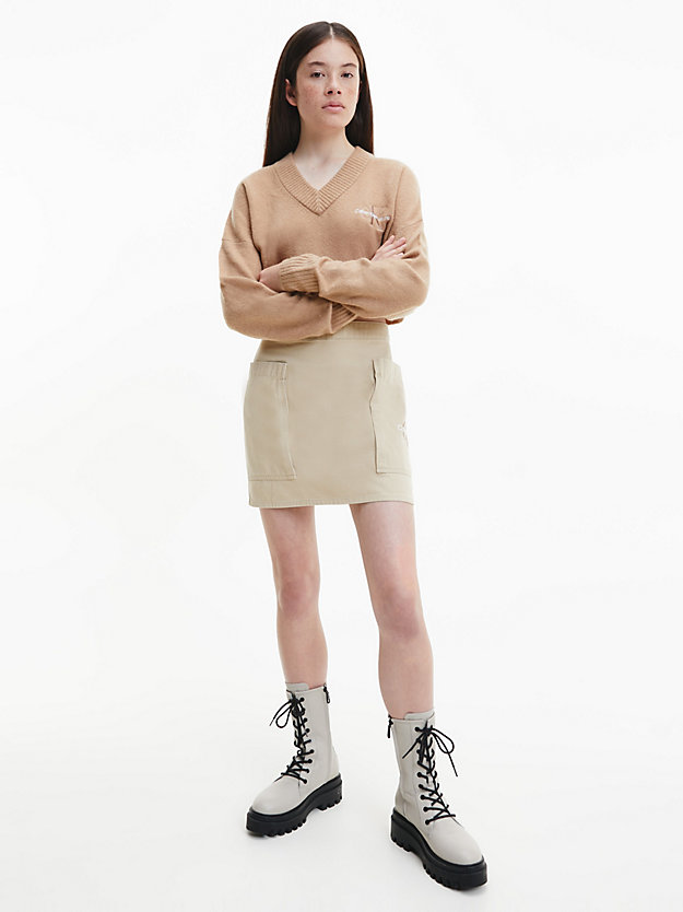 TRAVERTINE Cotton Twill Utility Mini Skirt for women CALVIN KLEIN JEANS