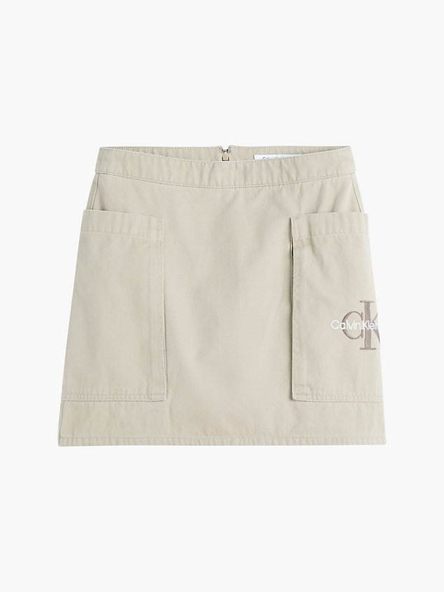 beige praktyczna spódnica mini z bawełny z twillem dla kobiety - calvin klein jeans