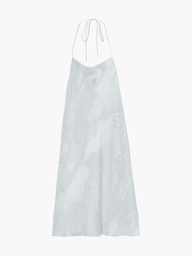 disrupted logo aop ghost grey/white all-over printed slip dress for women calvin klein jeans
