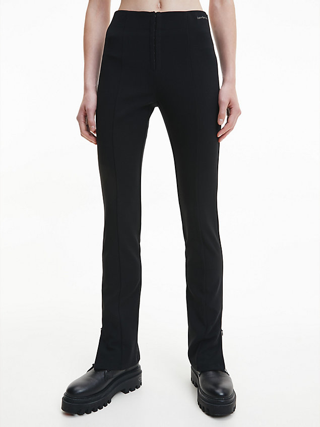 black slim fit hose mit hoher bundhöhe für damen - calvin klein jeans