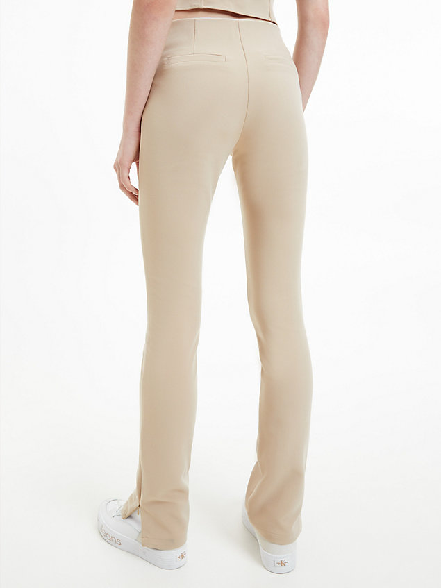 beige slim broek met hoge taille voor dames - calvin klein jeans