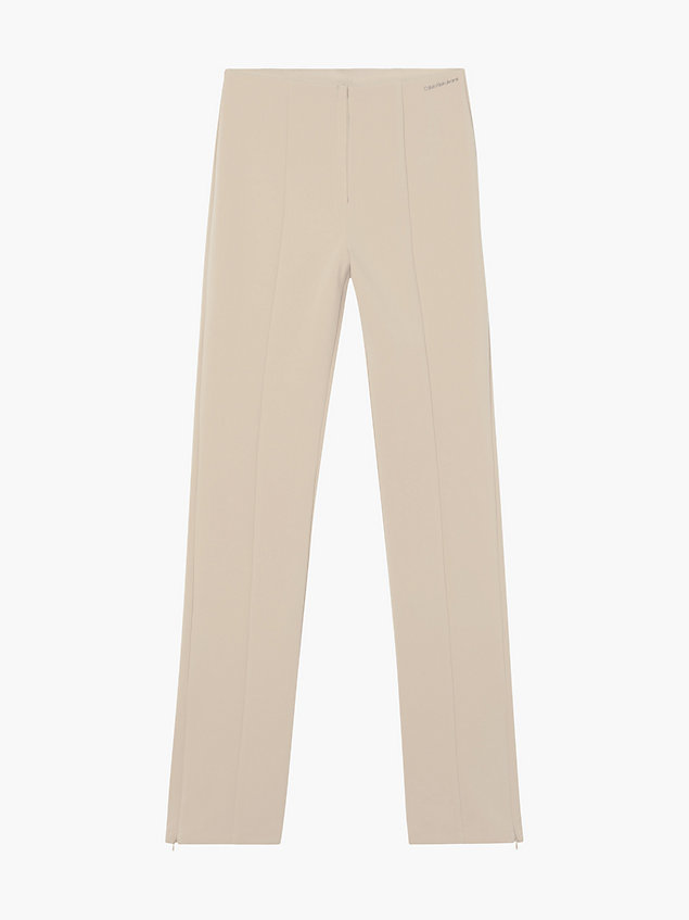 beige high rise slim trousers for women calvin klein jeans
