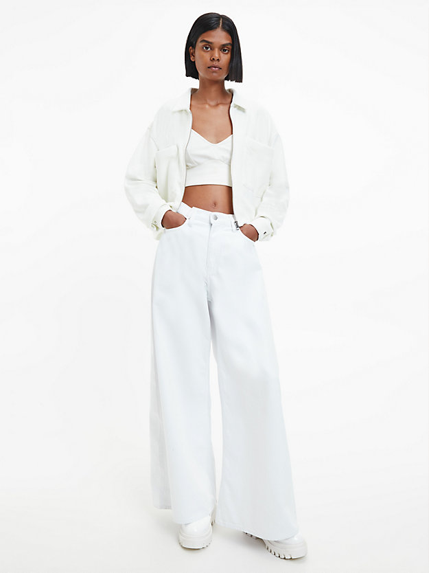 chemise veste zippée en tissu éponge de coton ivory pour femmes calvin klein jeans