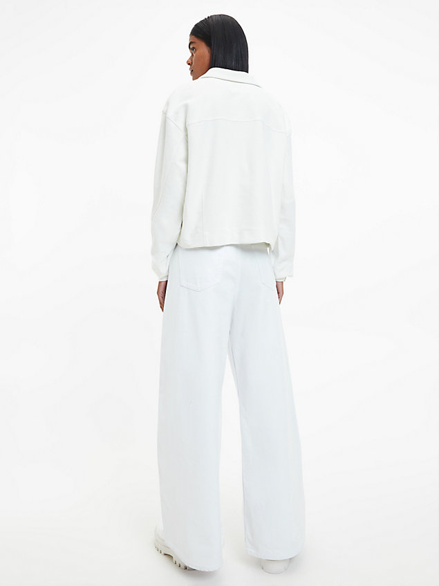 white cotton terry zip up shirt jacket for women calvin klein jeans