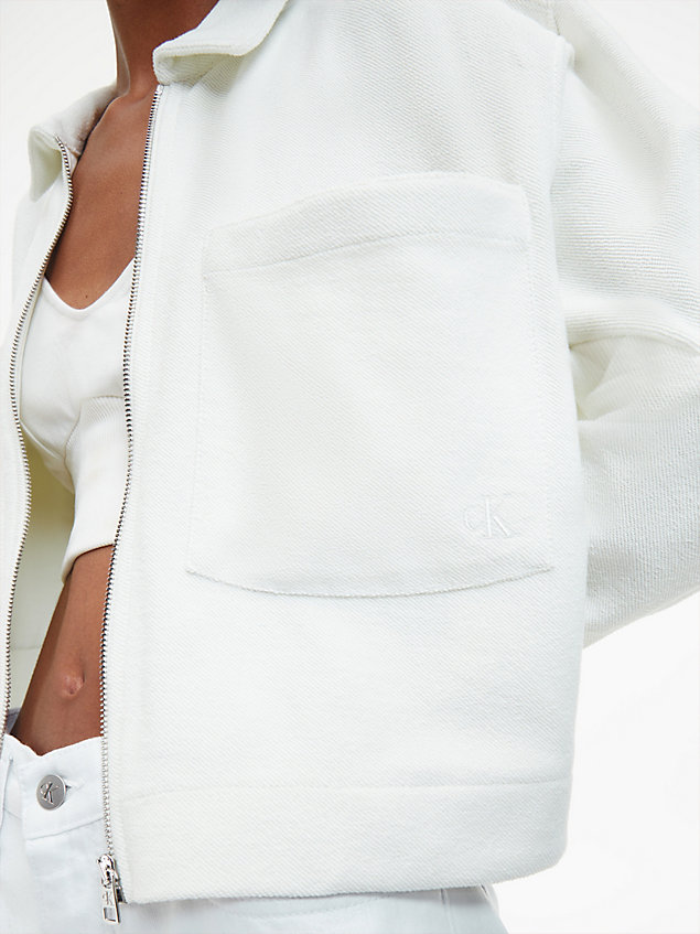 white cotton terry zip up shirt jacket for women calvin klein jeans