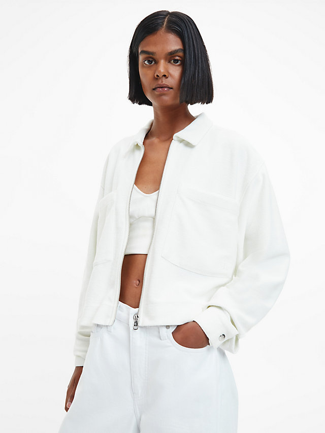 Ivory > Куртка-рубашка на молнии из хлопковой махровой ткани > undefined Женщины - Calvin Klein
