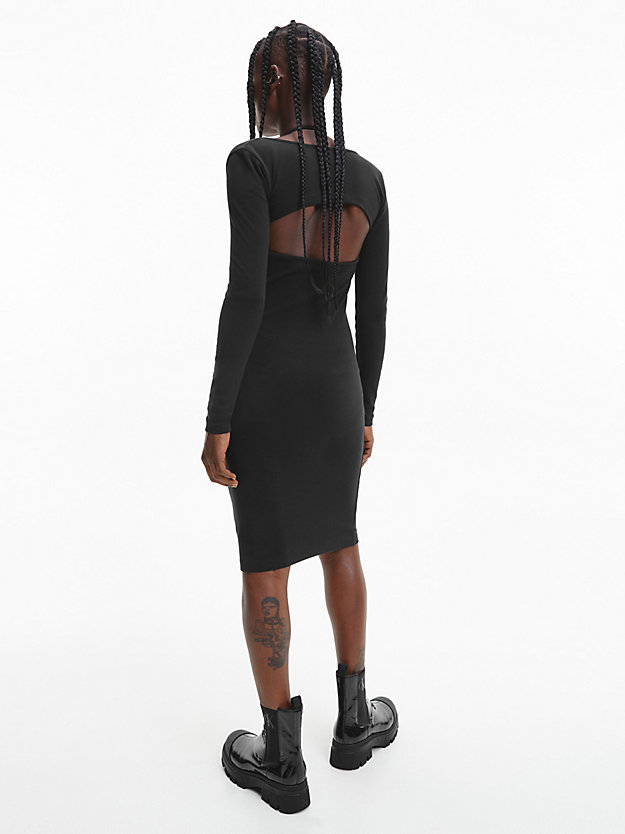 CK BLACK 2-in-1-Bodycon-Midi-Kleid für Damen CALVIN KLEIN JEANS