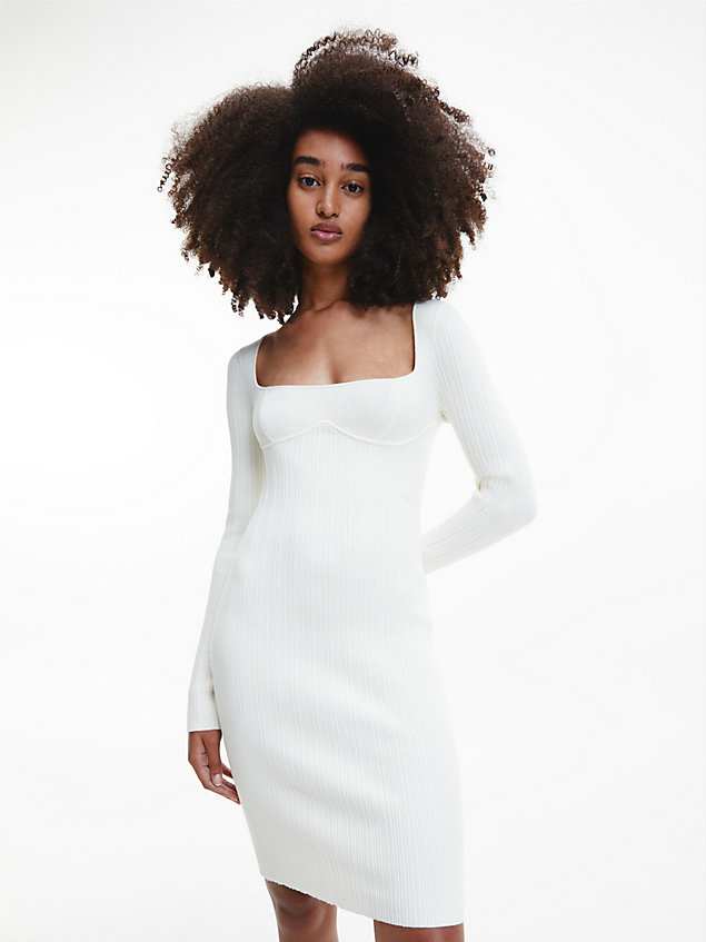 white wąska sukienka z bawełny organicznej dla kobiety - calvin klein jeans