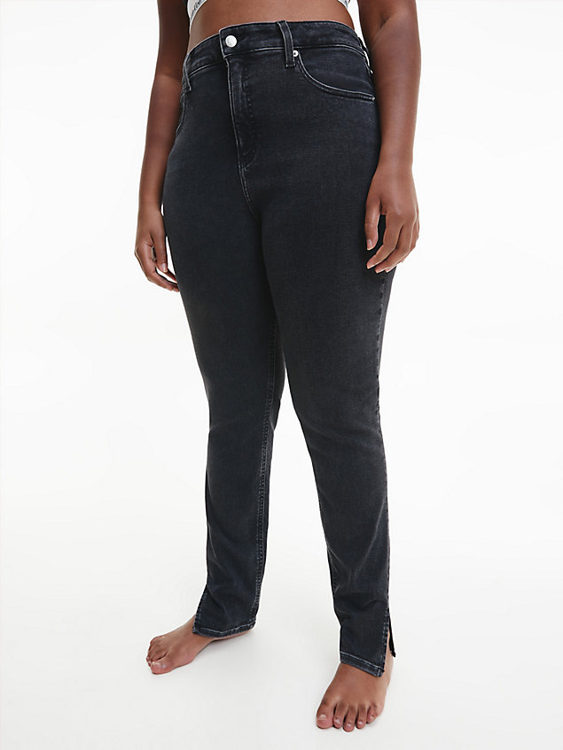 black high rise skinny jeans in großen größen für damen - calvin klein jeans