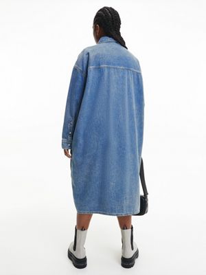 blue plus size denim shirt dress for women calvin klein jeans