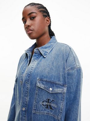 DENIM LIGHT Plus Size Denim Shirt Dress for women CALVIN KLEIN JEANS