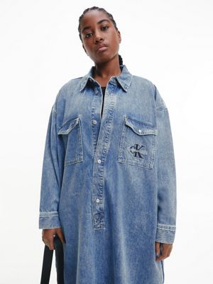 DENIM LIGHT Plus Size Denim Shirt Dress for women CALVIN KLEIN JEANS