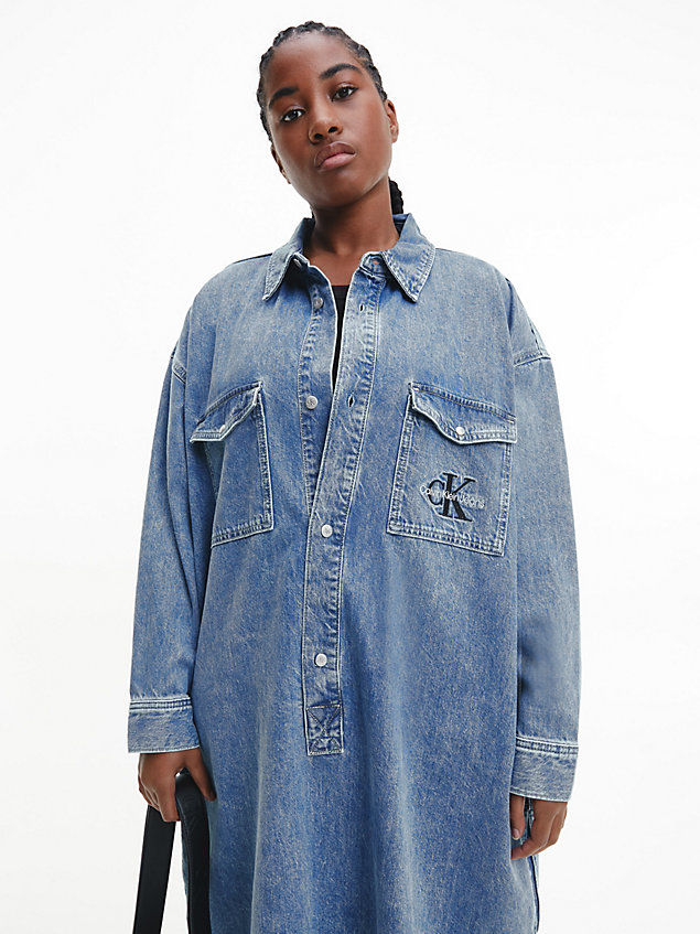 blue plus size denim shirt dress for women calvin klein jeans