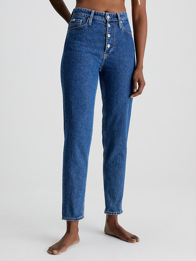 blue enkellange mom jeans voor dames - calvin klein jeans