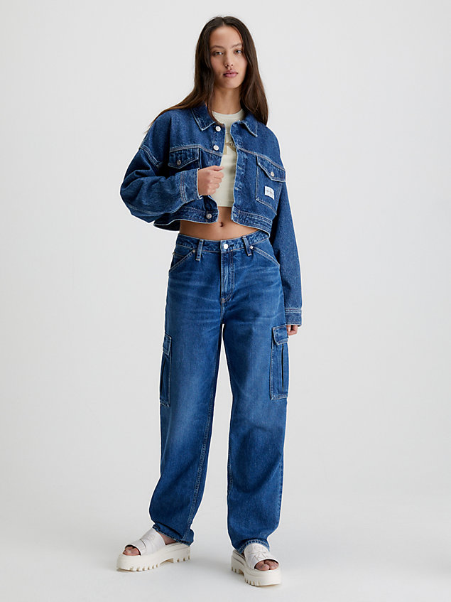 blue 90's straight cargo jeans for women calvin klein jeans