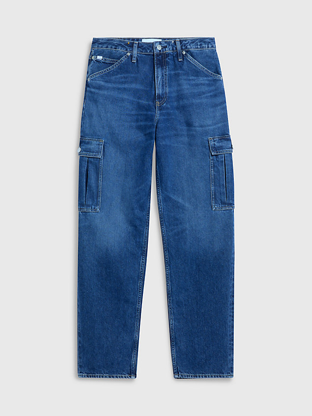 blue 90's straight cargo jeans für damen - calvin klein jeans