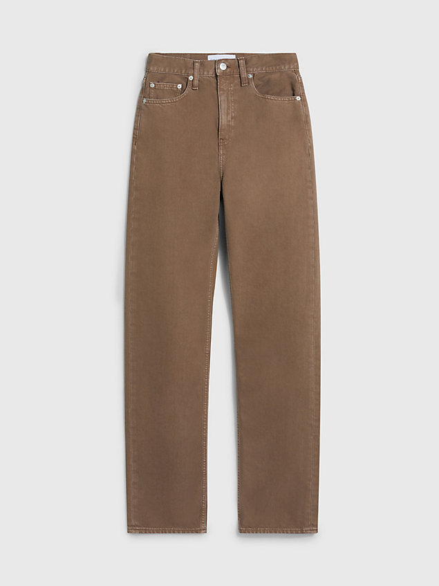 jean straight high rise brown pour femmes calvin klein jeans