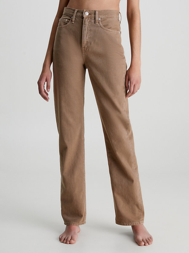 BROWN High Rise Straight Jeans de mujer CALVIN KLEIN JEANS