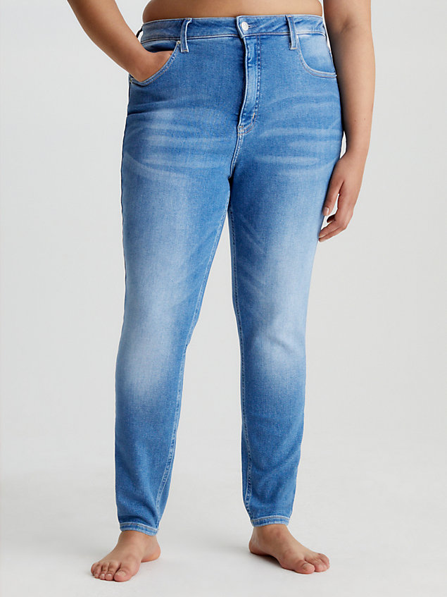 blue jeansy high rise super skinny do kostek dla kobiety - calvin klein jeans